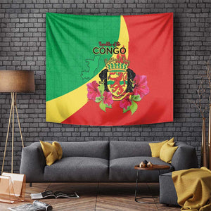 Personalized Congo-Brazzaville National Day Tapestry Coat Of Arms With Map - African Pride