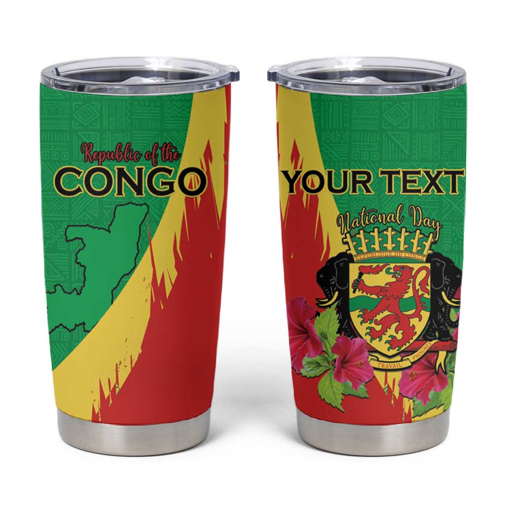 Personalized Congo-Brazzaville National Day Tumbler Cup Coat Of Arms With Map - African Pride