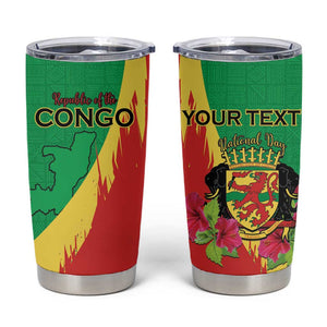 Personalized Congo-Brazzaville National Day Tumbler Cup Coat Of Arms With Map - African Pride