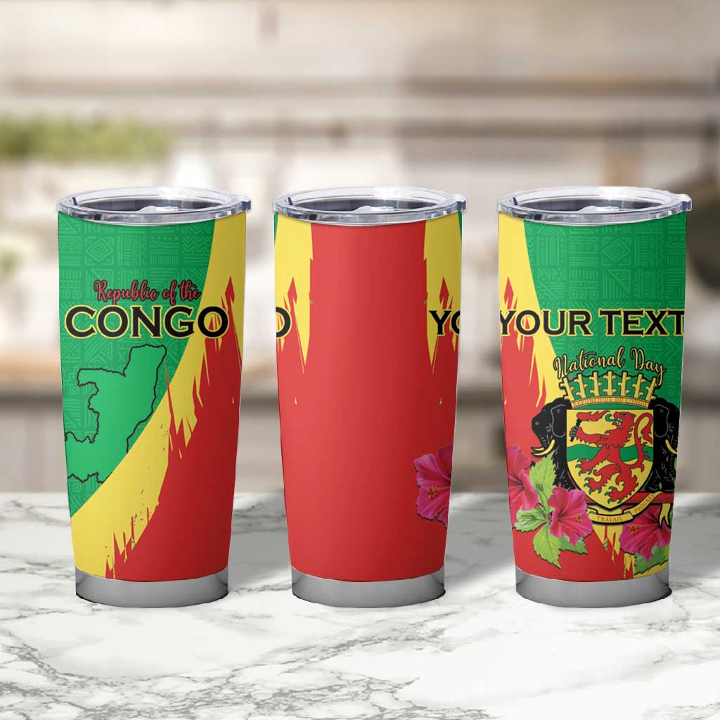 Personalized Congo-Brazzaville National Day Tumbler Cup Coat Of Arms With Map - African Pride