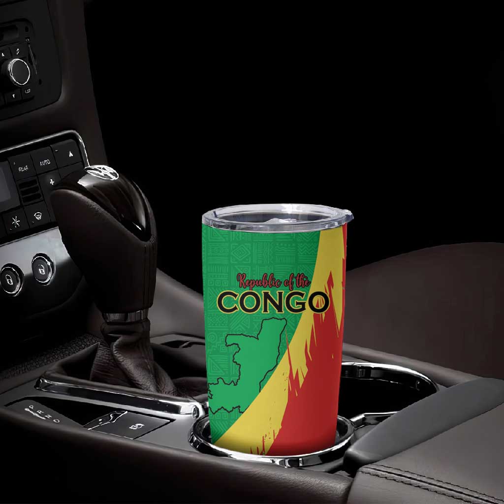Personalized Congo-Brazzaville National Day Tumbler Cup Coat Of Arms With Map - African Pride