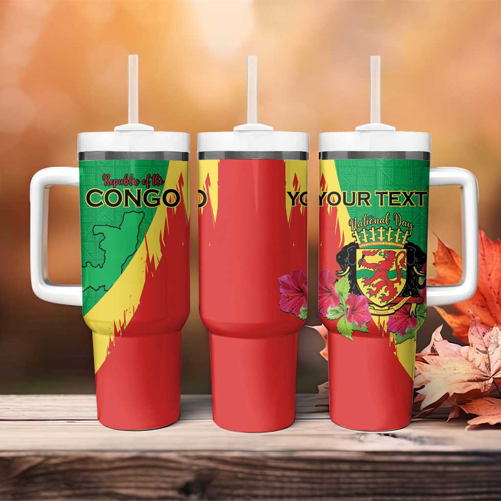 Personalized Congo-Brazzaville National Day Tumbler With Handle Coat Of Arms With Map - African Pride
