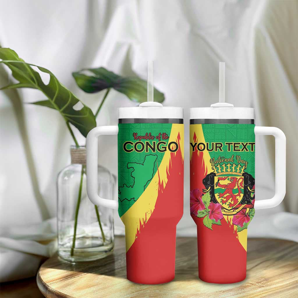Personalized Congo-Brazzaville National Day Tumbler With Handle Coat Of Arms With Map - African Pride
