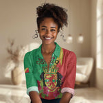 Personalized Congo-Brazzaville National Day Women Casual Shirt Coat Of Arms With Map - African Pride