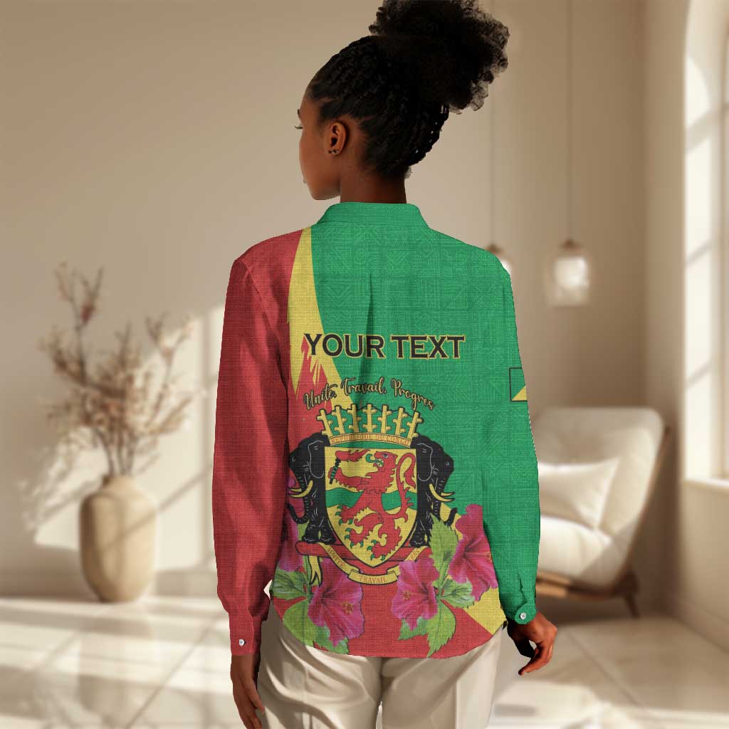 Personalized Congo-Brazzaville National Day Women Casual Shirt Coat Of Arms With Map - African Pride