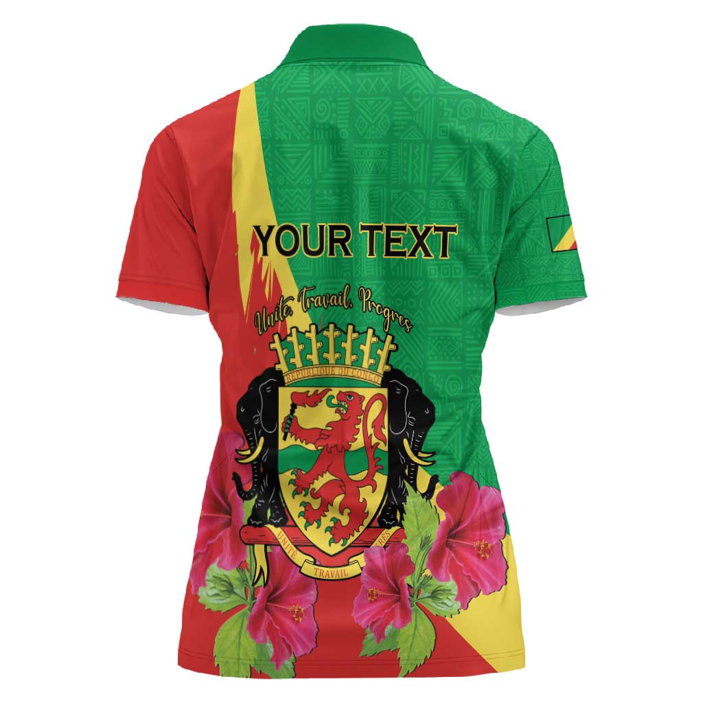 Personalized Congo-Brazzaville National Day Women Polo Shirt Coat Of Arms With Map - African Pride