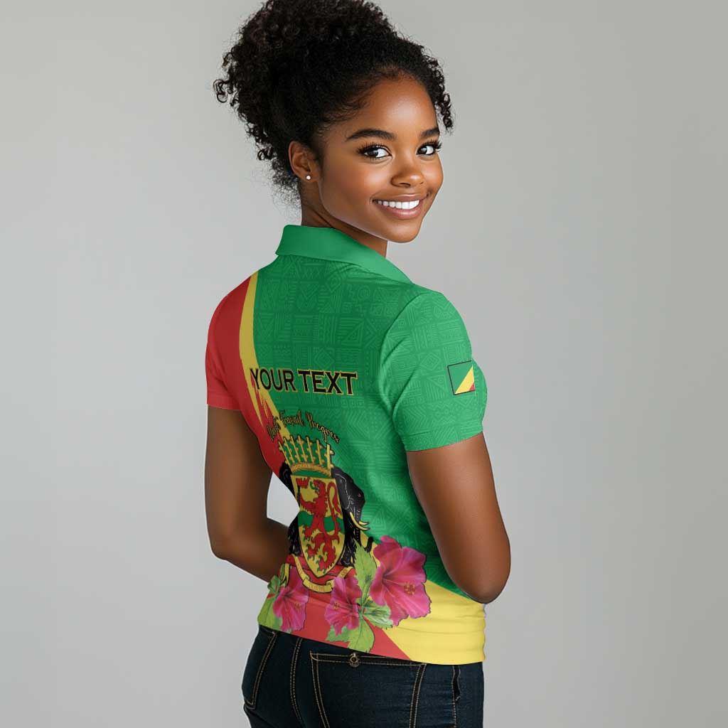 Personalized Congo-Brazzaville National Day Women Polo Shirt Coat Of Arms With Map - African Pride