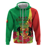 Personalized Congo-Brazzaville National Day Zip Hoodie Coat Of Arms With Map - African Pride