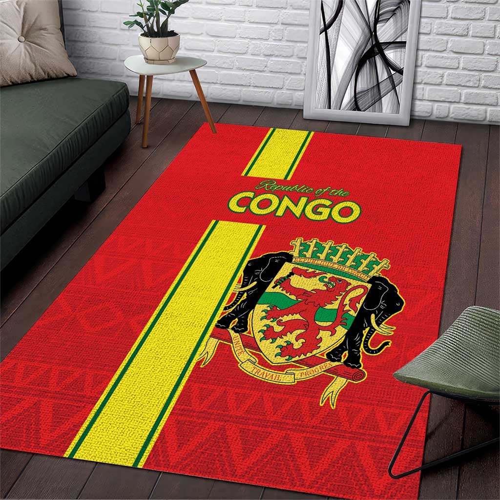 Republique du Congo Football Area Rug Go Ba Diabulu ya Mbwaki Red Color - African Pride
