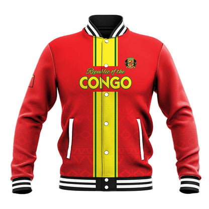 Custom Republique du Congo Football Baseball Jacket Go Ba Diabulu ya Mbwaki Red Color - African Pride