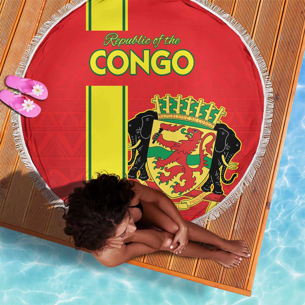 Republique du Congo Football Beach Blanket Go Ba Diabulu ya Mbwaki Red Color - African Pride