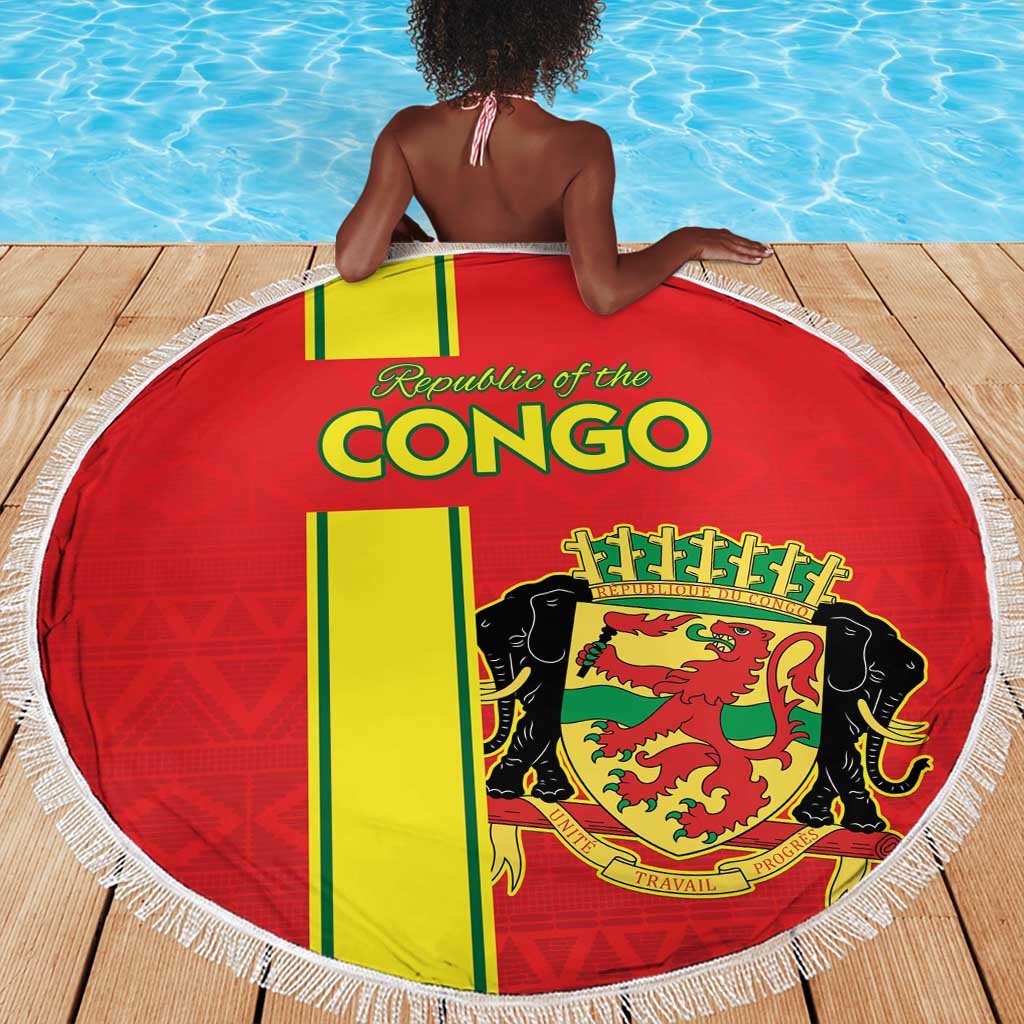 Republique du Congo Football Beach Blanket Go Ba Diabulu ya Mbwaki Red Color - African Pride
