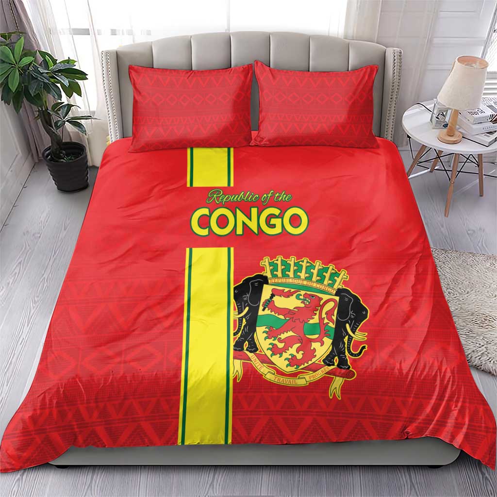 Republique du Congo Football Bedding Set Go Ba Diabulu ya Mbwaki Red Color - African Pride