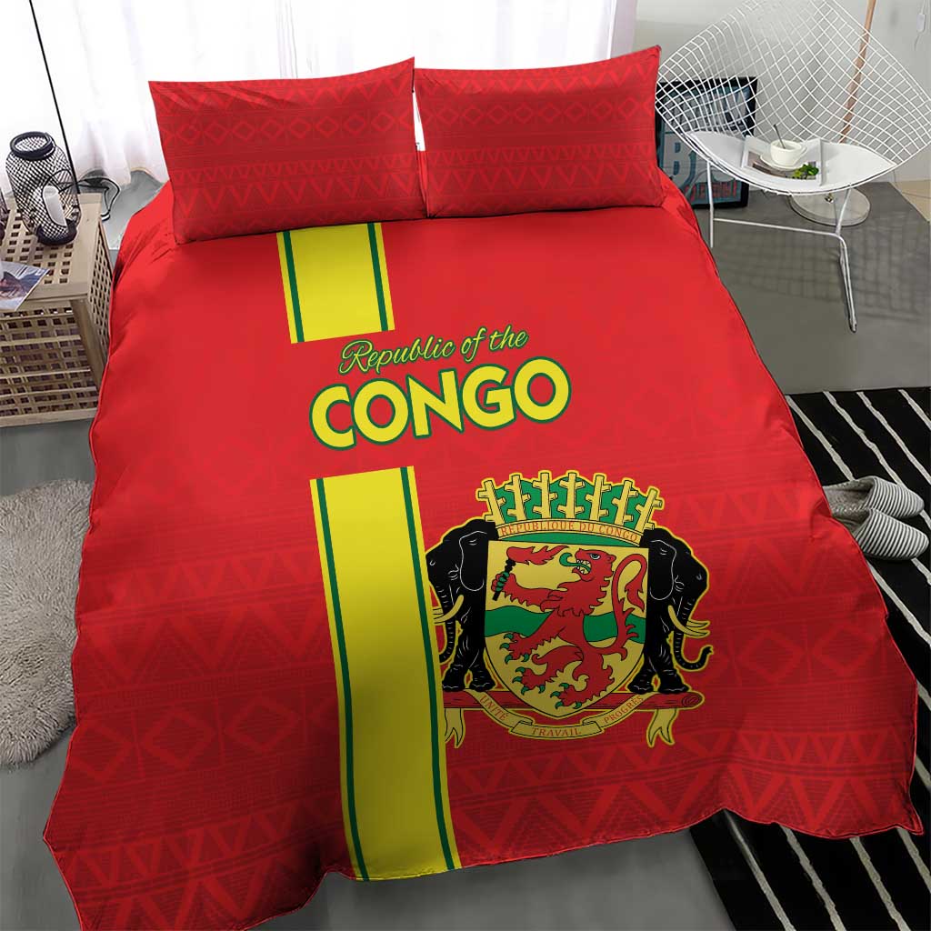 Republique du Congo Football Bedding Set Go Ba Diabulu ya Mbwaki Red Color - African Pride