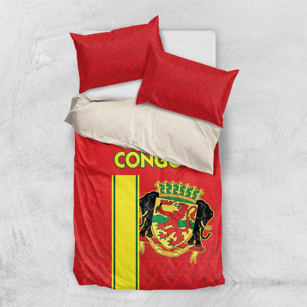 Republique du Congo Football Bedding Set Go Ba Diabulu ya Mbwaki Red Color - African Pride
