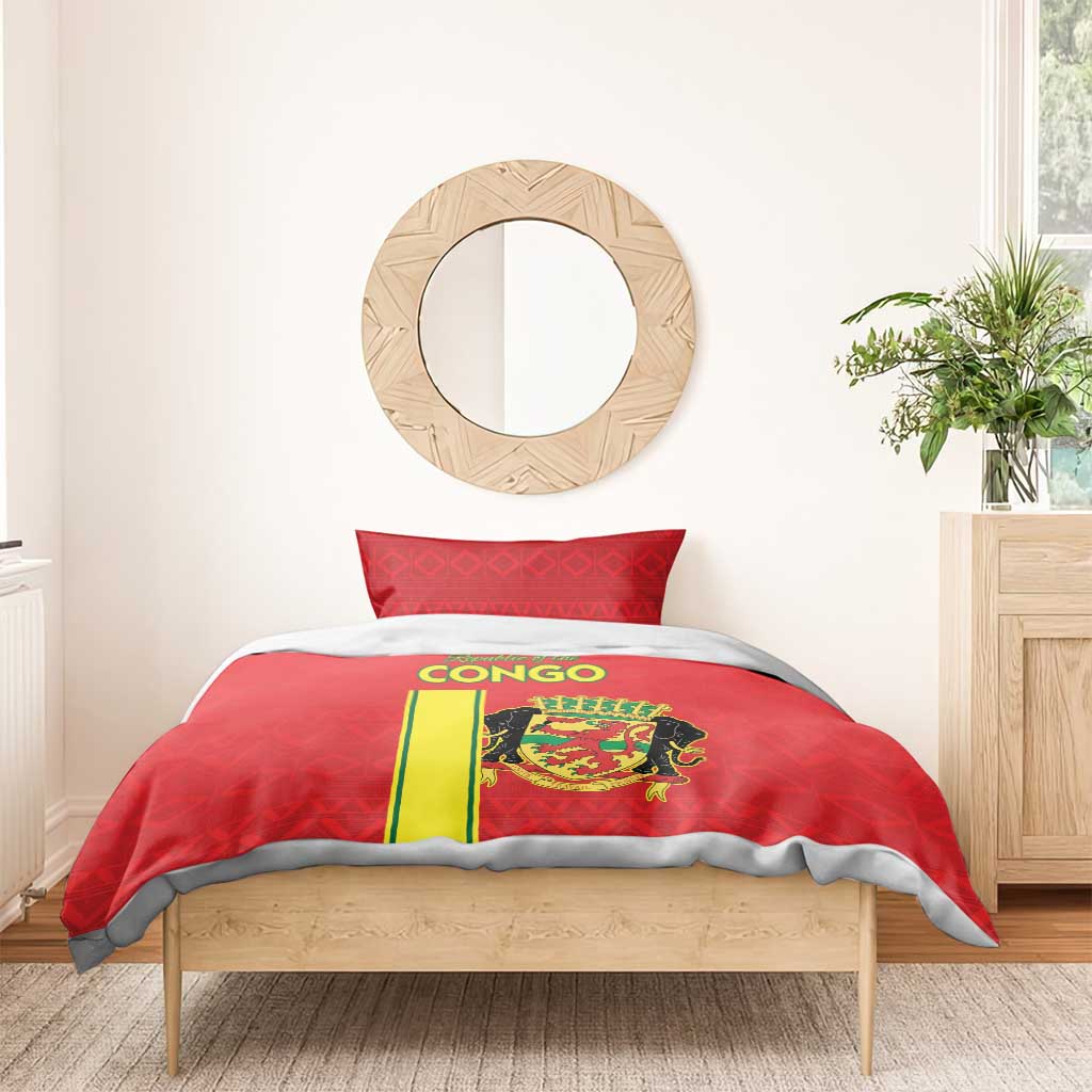 Republique du Congo Football Bedding Set Go Ba Diabulu ya Mbwaki Red Color - African Pride