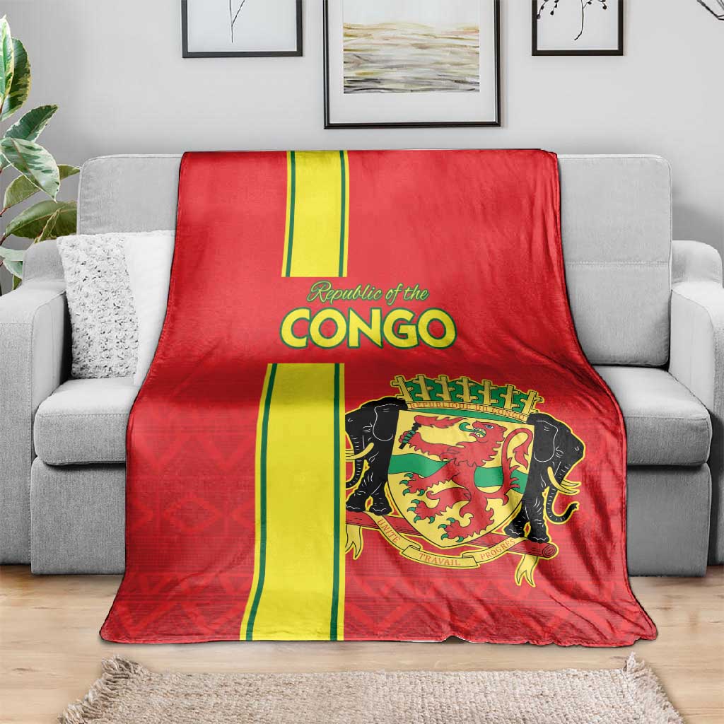 Republique du Congo Football Blanket Go Ba Diabulu ya Mbwaki Red Color - African Pride