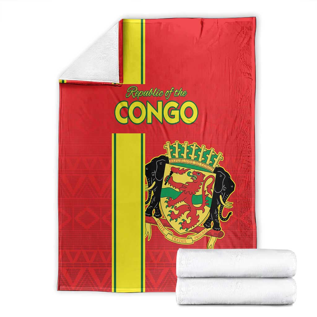 Republique du Congo Football Blanket Go Ba Diabulu ya Mbwaki Red Color - African Pride