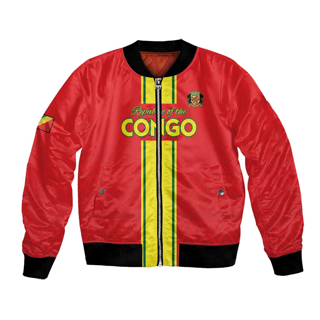 Custom Republique du Congo Football Bomber Jacket Go Ba Diabulu ya Mbwaki Red Color - African Pride