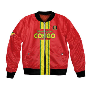 Custom Republique du Congo Football Bomber Jacket Go Ba Diabulu ya Mbwaki Red Color - African Pride