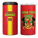 Custom Republique du Congo Football 4 in 1 Can Cooler Tumbler Go Ba Diabulu ya Mbwaki Red Color - African Pride