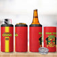 Custom Republique du Congo Football 4 in 1 Can Cooler Tumbler Go Ba Diabulu ya Mbwaki Red Color - African Pride
