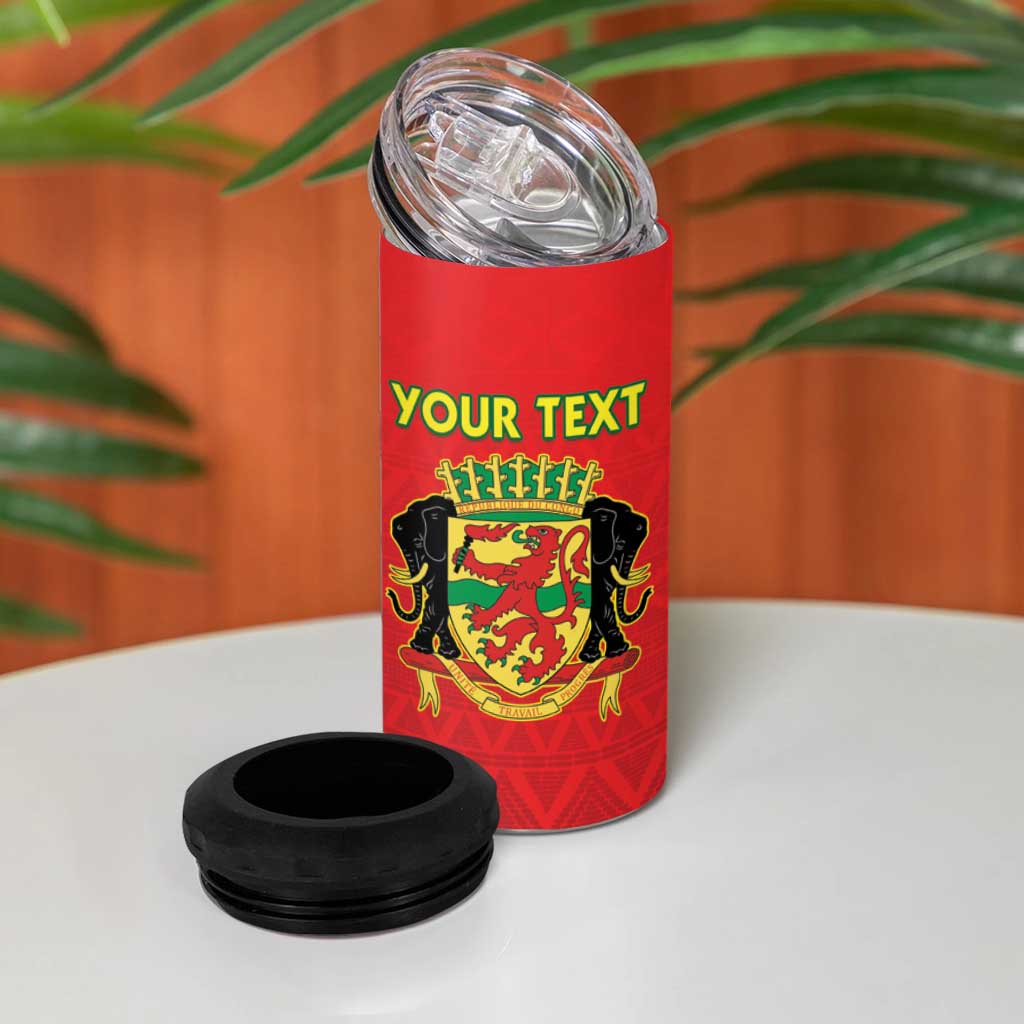 Custom Republique du Congo Football 4 in 1 Can Cooler Tumbler Go Ba Diabulu ya Mbwaki Red Color - African Pride