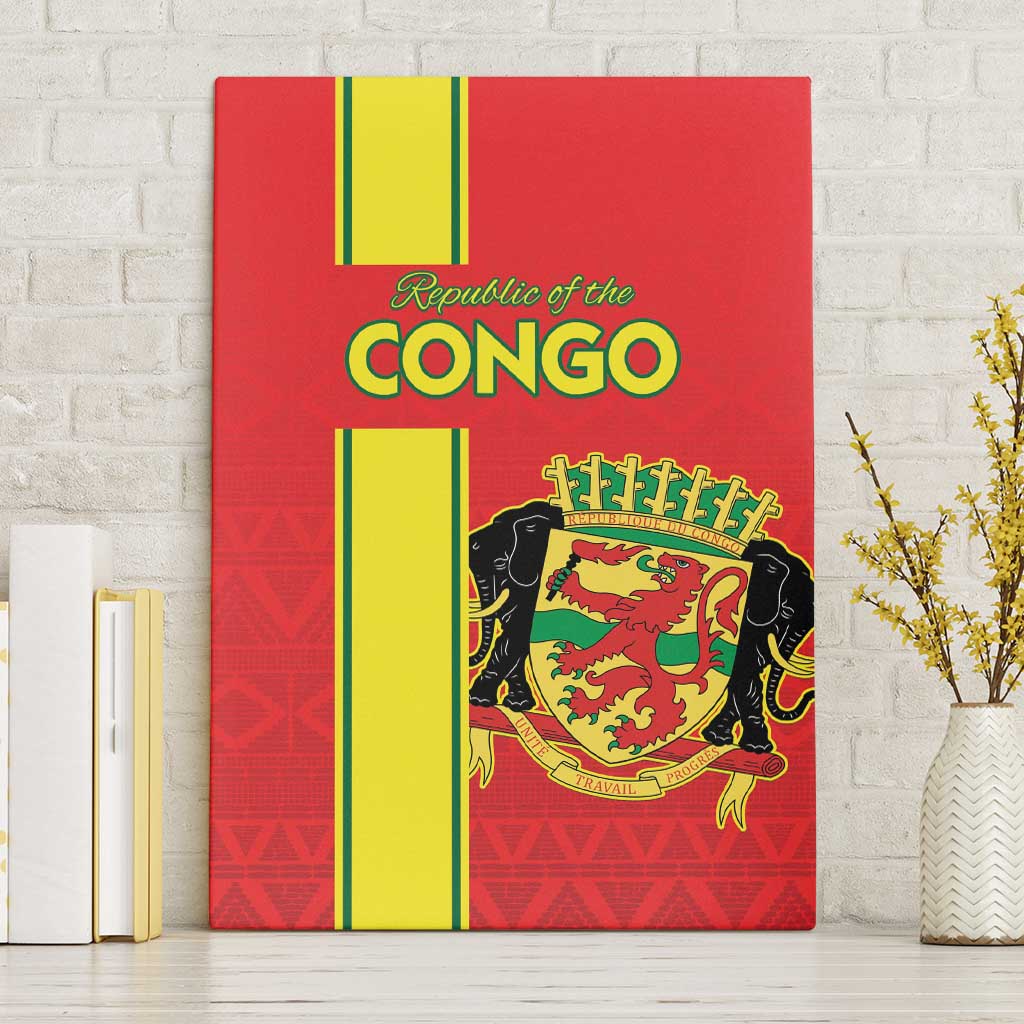 Republique du Congo Football Canvas Wall Art Go Ba Diabulu ya Mbwaki Red Color - African Pride