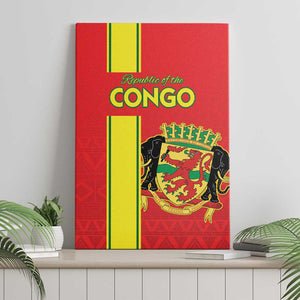 Republique du Congo Football Canvas Wall Art Go Ba Diabulu ya Mbwaki Red Color - African Pride