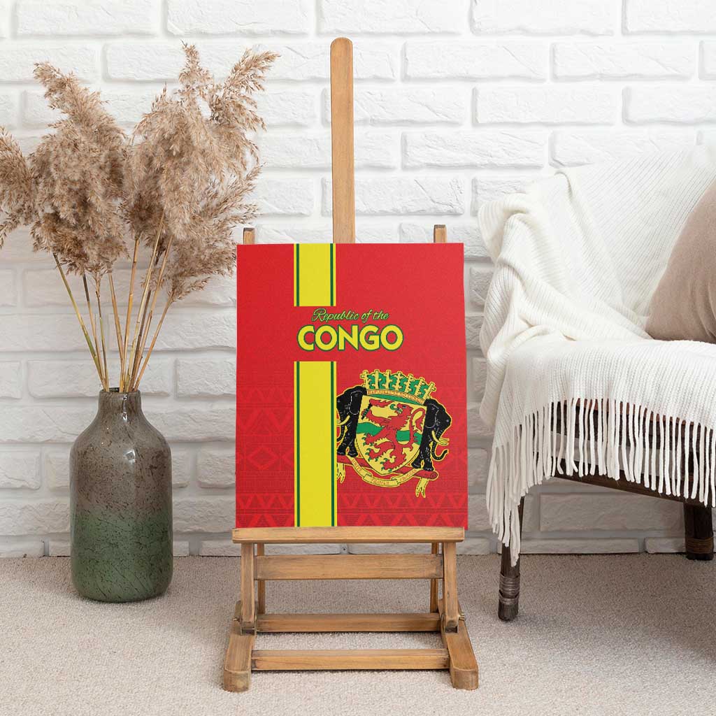 Republique du Congo Football Canvas Wall Art Go Ba Diabulu ya Mbwaki Red Color - African Pride