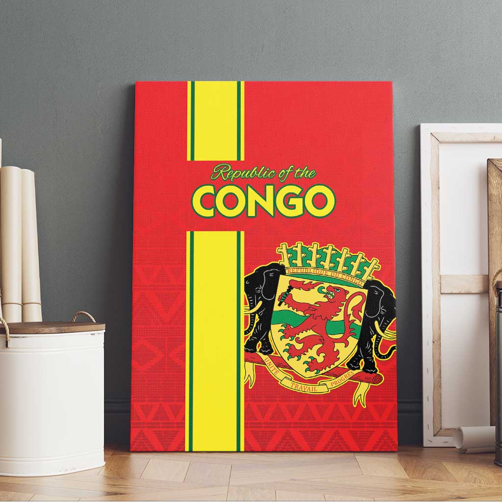 Republique du Congo Football Canvas Wall Art Go Ba Diabulu ya Mbwaki Red Color - African Pride