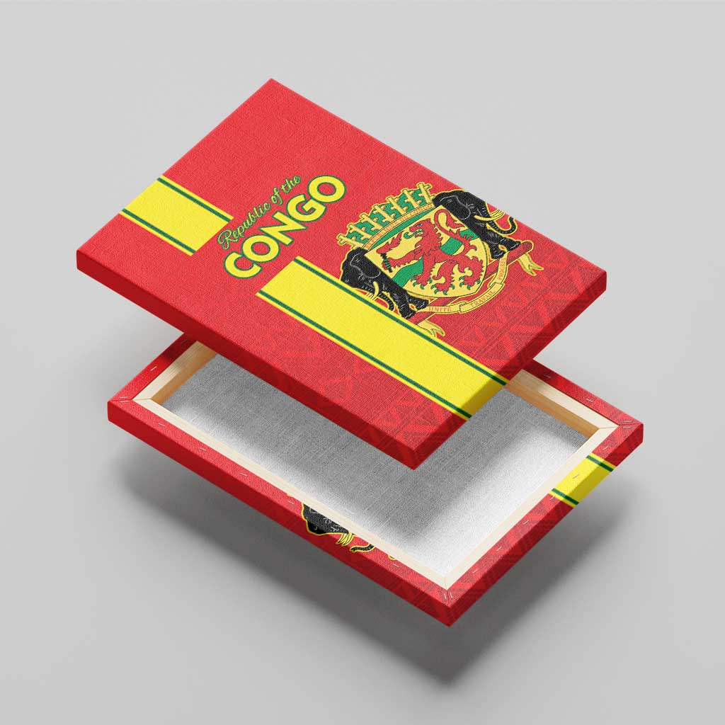 Republique du Congo Football Canvas Wall Art Go Ba Diabulu ya Mbwaki Red Color - African Pride