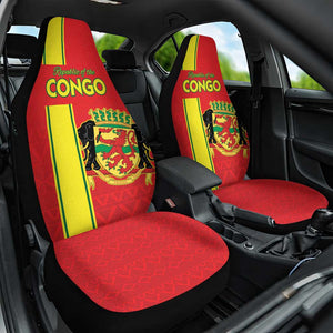 Republique du Congo Football Car Seat Cover Go Ba Diabulu ya Mbwaki Red Color - African Pride