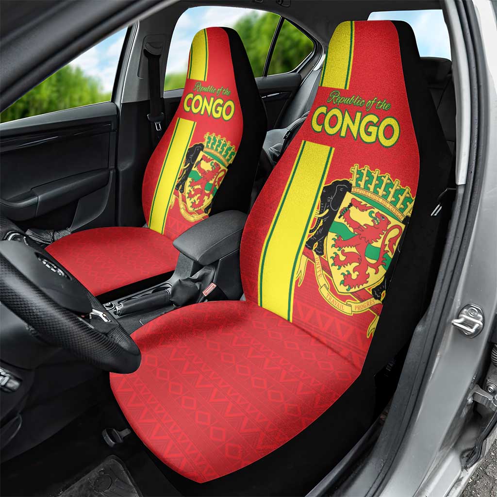Republique du Congo Football Car Seat Cover Go Ba Diabulu ya Mbwaki Red Color - African Pride