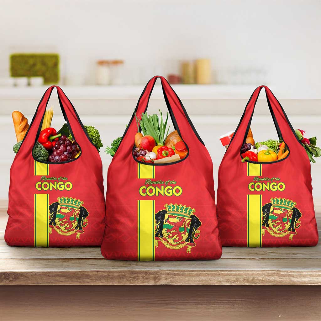 Republique du Congo Football Grocery Bag Go Ba Diabulu ya Mbwaki Red Color - African Pride