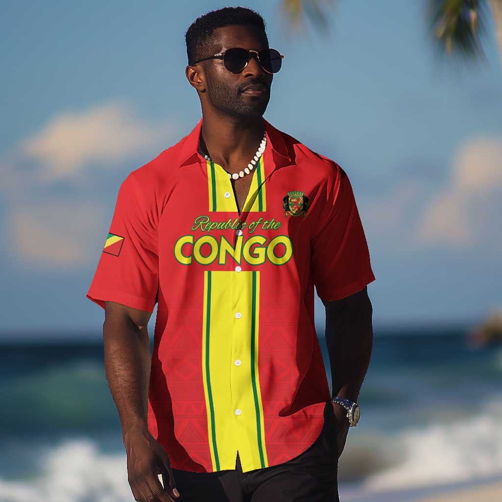 Custom Republique du Congo Football Hawaiian Shirt Go Ba Diabulu ya Mbwaki Red Color - African Pride