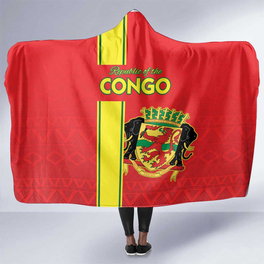 Republique du Congo Football Hooded Blanket Go Ba Diabulu ya Mbwaki Red Color - African Pride