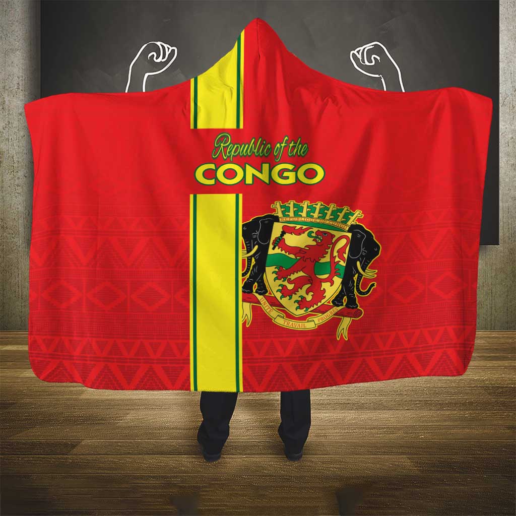 Republique du Congo Football Hooded Blanket Go Ba Diabulu ya Mbwaki Red Color - African Pride