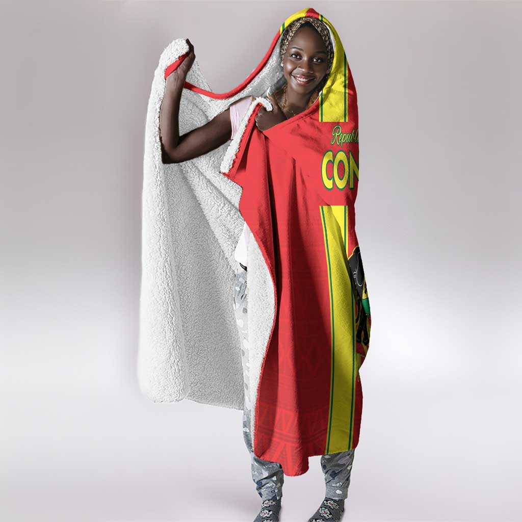 Republique du Congo Football Hooded Blanket Go Ba Diabulu ya Mbwaki Red Color - African Pride
