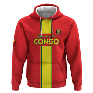 Custom Republique du Congo Football Hoodie Go Ba Diabulu ya Mbwaki Red Color - African Pride