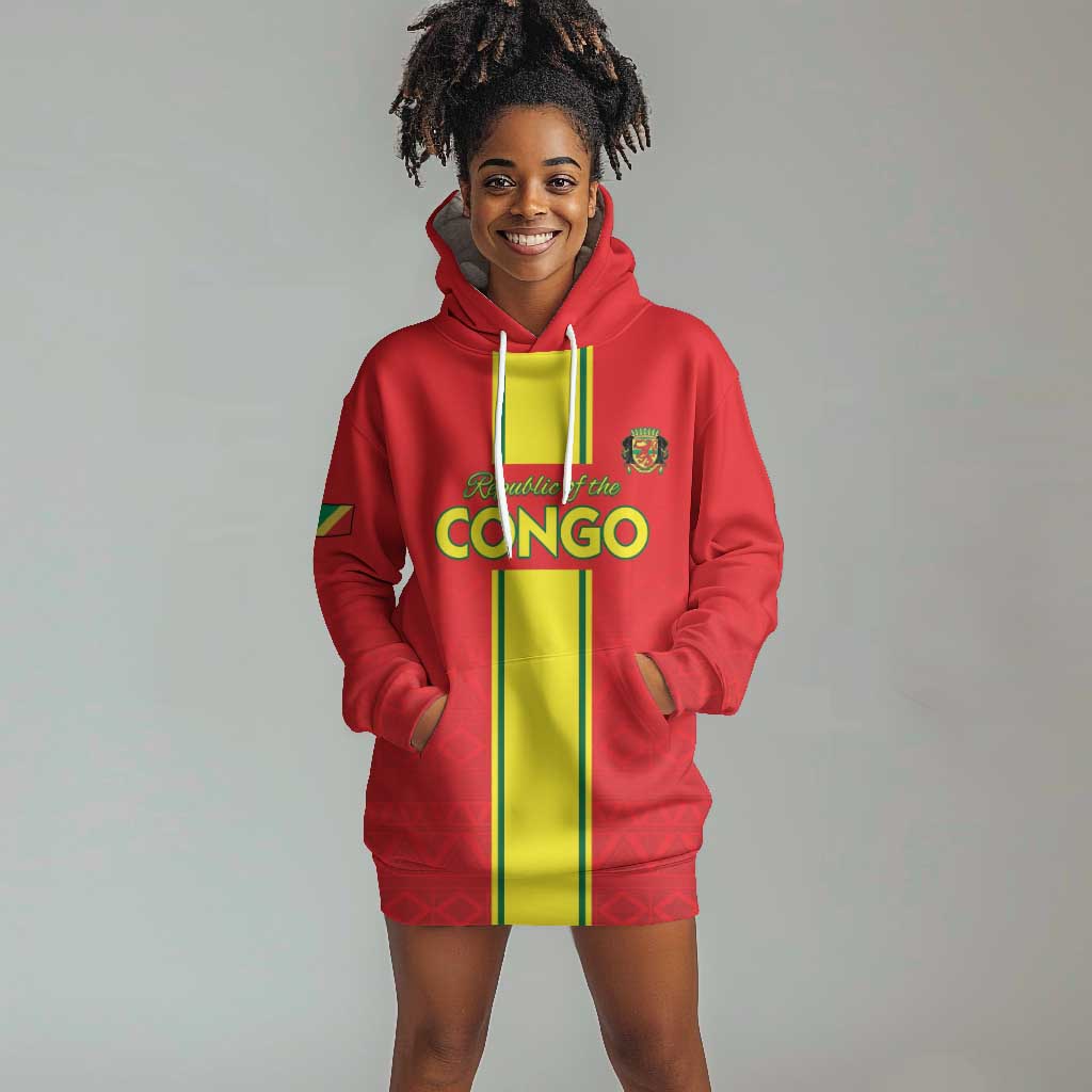 Custom Republique du Congo Football Hoodie Dress Go Ba Diabulu ya Mbwaki Red Color - African Pride