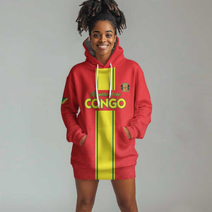 Custom Republique du Congo Football Hoodie Dress Go Ba Diabulu ya Mbwaki Red Color - African Pride