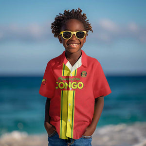 Custom Republique du Congo Football Kid Hawaiian Shirt Go Ba Diabulu ya Mbwaki Red Color - African Pride