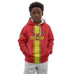 Custom Republique du Congo Football Kid Hoodie Go Ba Diabulu ya Mbwaki Red Color - African Pride