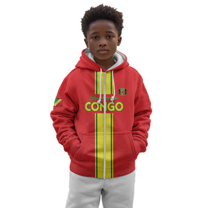 Custom Republique du Congo Football Kid Hoodie Go Ba Diabulu ya Mbwaki Red Color - African Pride