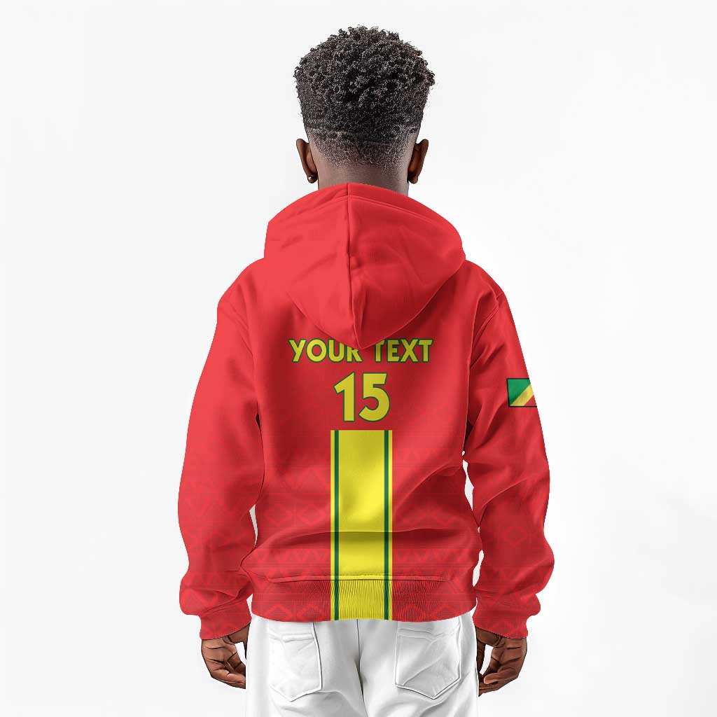 Custom Republique du Congo Football Kid Hoodie Go Ba Diabulu ya Mbwaki Red Color - African Pride