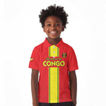Custom Republique du Congo Football Kid Polo Shirt Go Ba Diabulu ya Mbwaki Red Color - African Pride