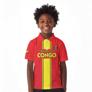 Custom Republique du Congo Football Kid Polo Shirt Go Ba Diabulu ya Mbwaki Red Color - African Pride