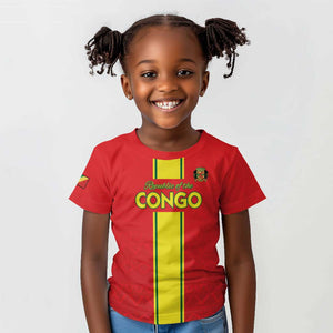Custom Republique du Congo Football Kid T shirt Go Ba Diabulu ya Mbwaki Red Color - African Pride
