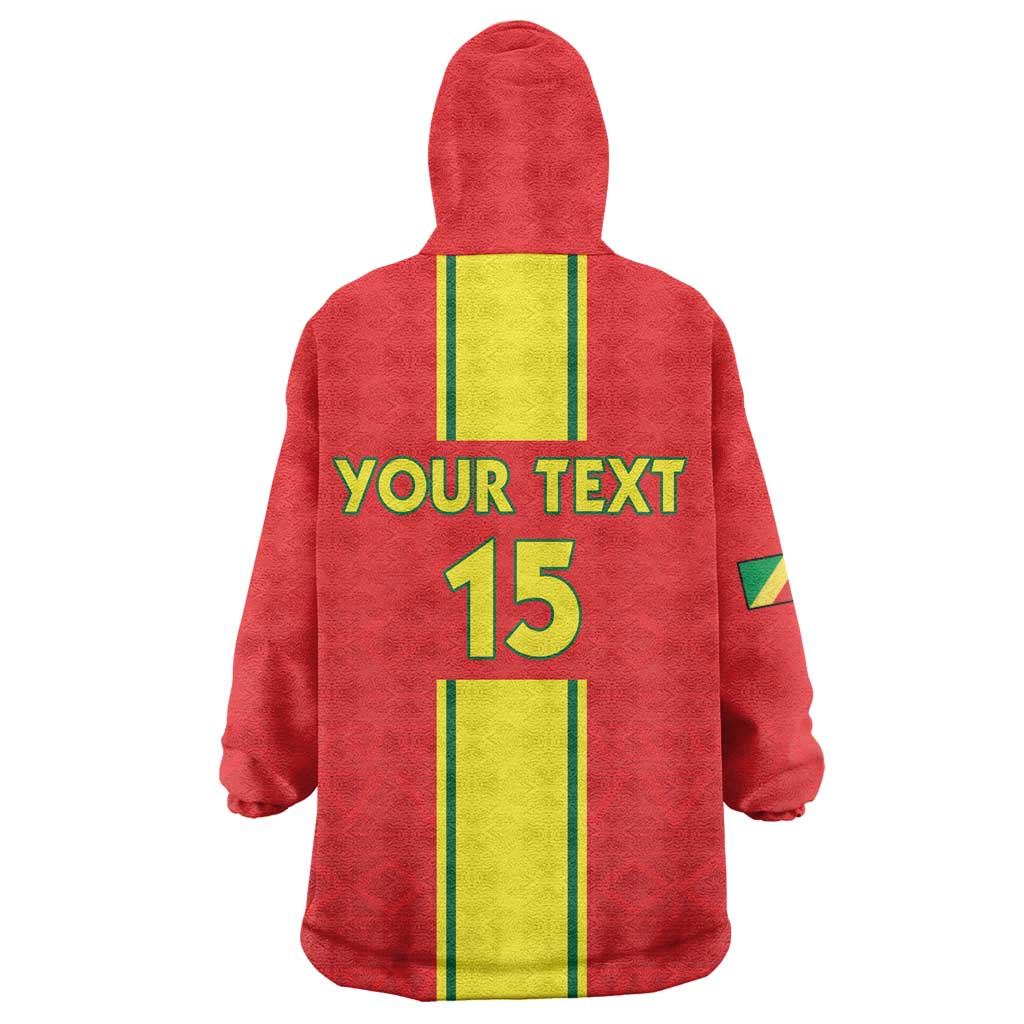 Custom Republique du Congo Football Kid Wearable Blanket Hoodie Go Ba Diabulu ya Mbwaki Red Color - African Pride
